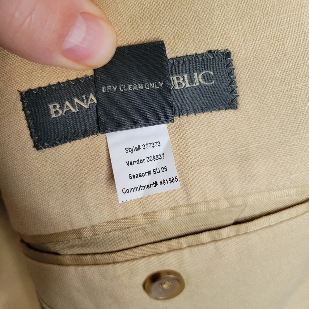 Banana Republic Beige Tan Linen Cotton Blend Blazer Sports Jacket Mens Sz 42L